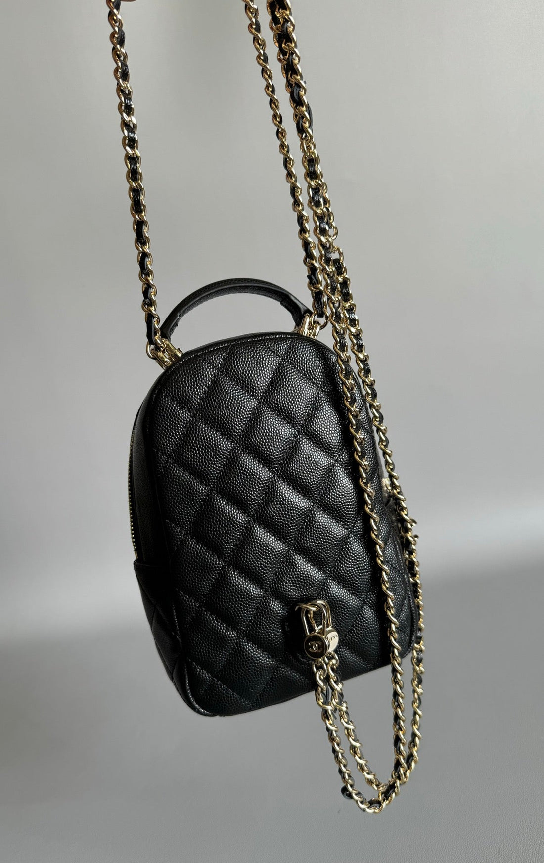 CC Mini 18 Backpack Black Caviar Light Gold Hardware