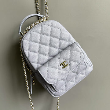 CC Mini 18 Backpack White Caviar Light Gold Hardware