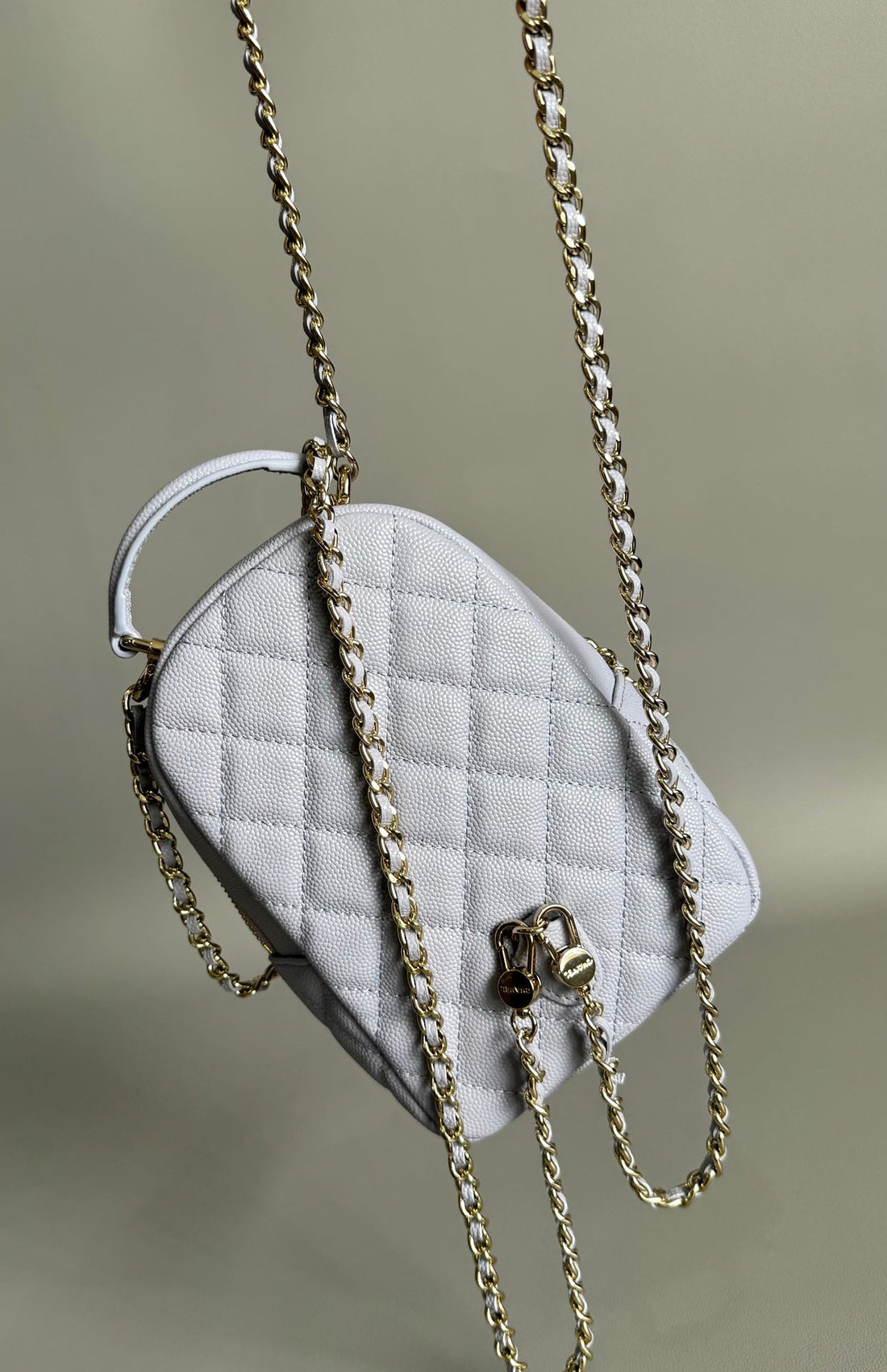 CC Mini 18 Backpack White Caviar Light Gold Hardware