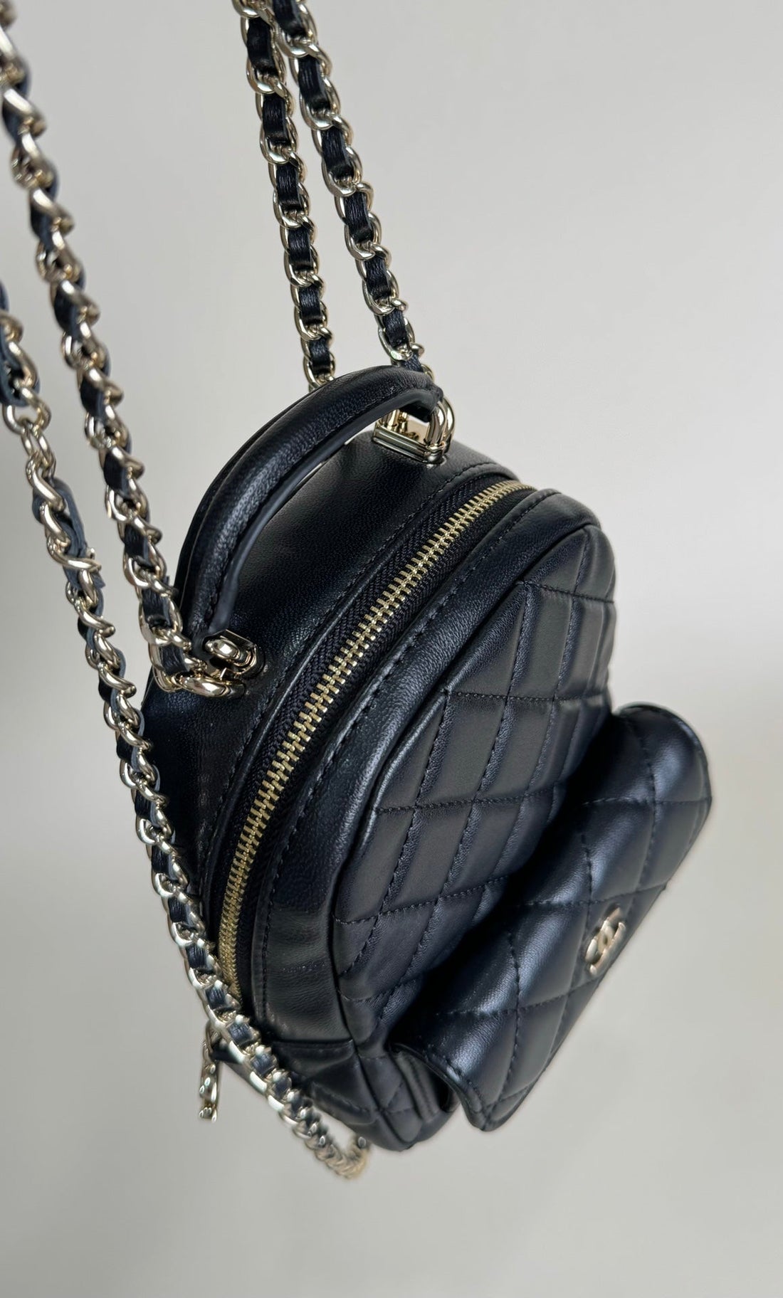 CC Mini 18 Backpack Black Lambskin Light Gold Hardware