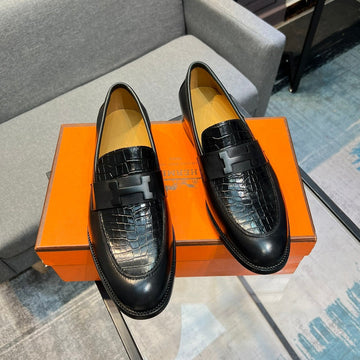 Hm Paris Loafer Black Calfskin With Crocodile Motif