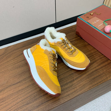 Lp Week-End Walk Sneakers In Yellow Mix Dark Yellow Denim With Wool Fleece Lining 984278
