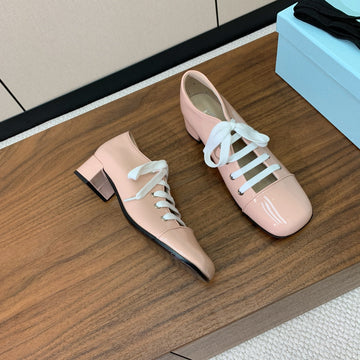 Prada 25S Mary Jane Shoes 55MM Light Pink Patent Leather