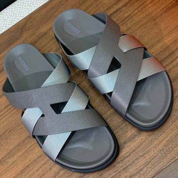 Hm Kazimir Sandal Gray Canvas Calfskin 293997