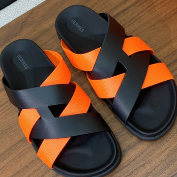 Hm Kazimir Sandal Black Orange Frabic Calfskin 294012