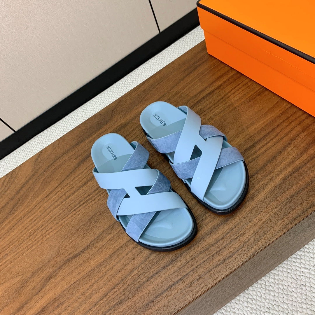 Hm Kazimir Sandal Light Blue Suede Calfskin 293992