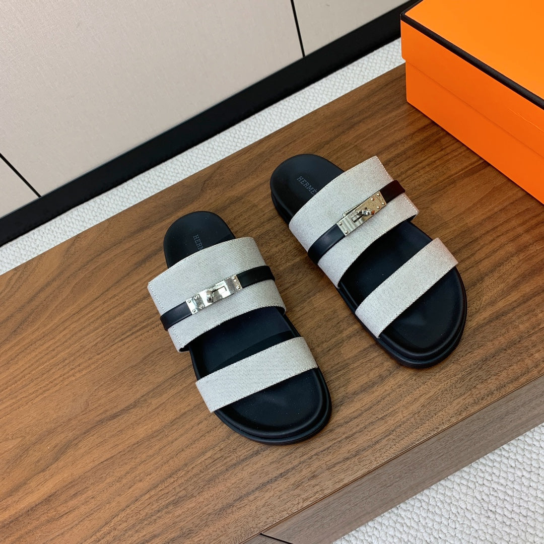 Hm Jackson Sandal Grey Calfskin 294044