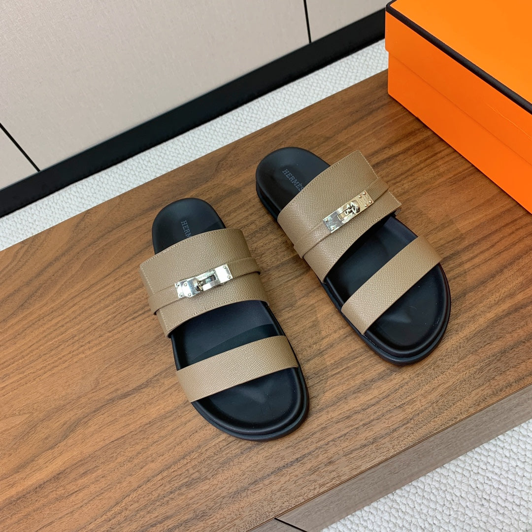 Hm Jackson Sandal Beige Black Cowhide 294060