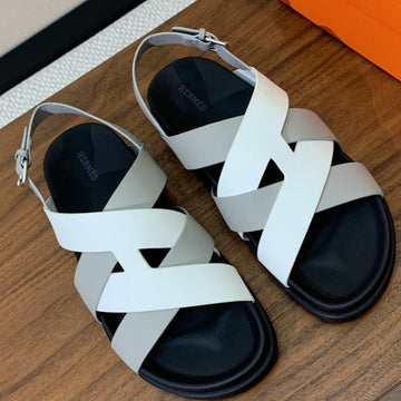 Hm Heracles Sandals White Gray Calfskin 294075