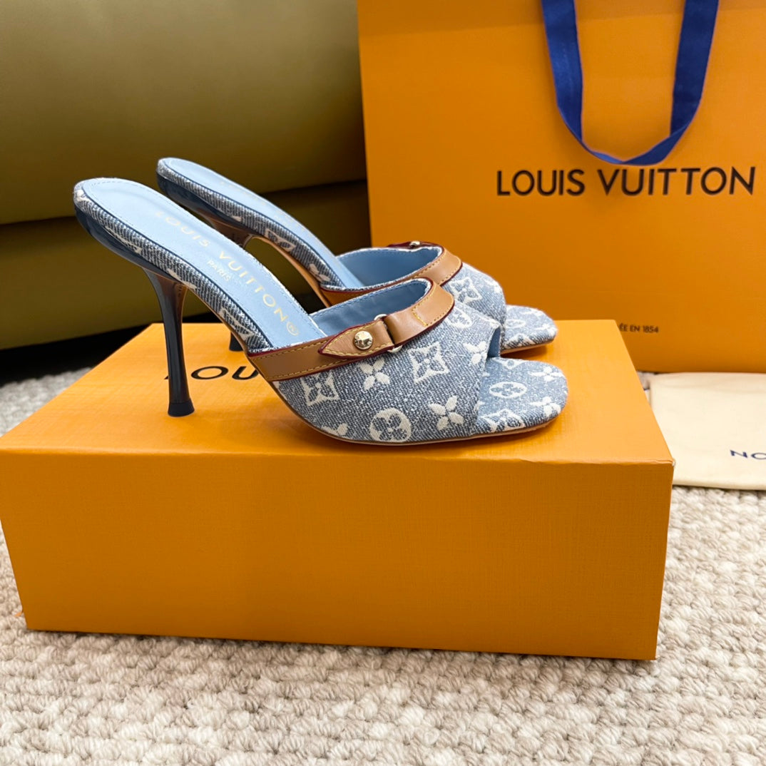 LV Neo Revival 90 Light Blue Monogram Denim Calfskin