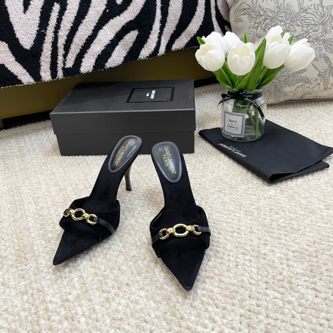 Sl Link Mules Pump Black Velvet