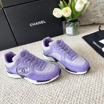 CC Sneaker In Iris Purple Wool Tweed And Suede