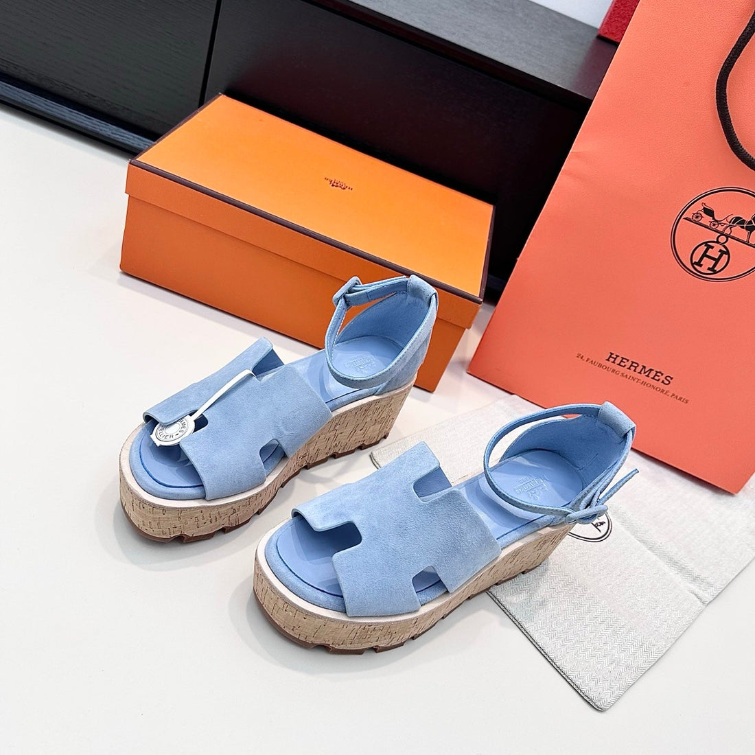 Hm Luce 30 Sandal 65MM Light Blue Suede 622760