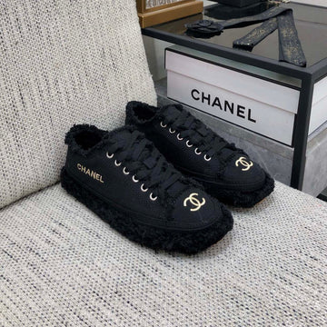CC Sneaker Black Fringe Denim Fabric