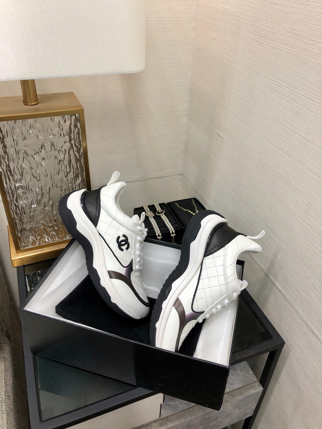 CC Sneaker Black White Nappa Leather