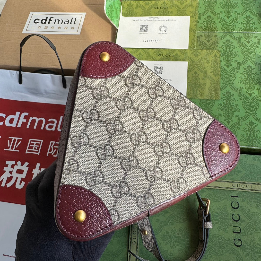 Bucket Bag 18 In Burgundy Red Canvas And Calfskin Gold Hardware