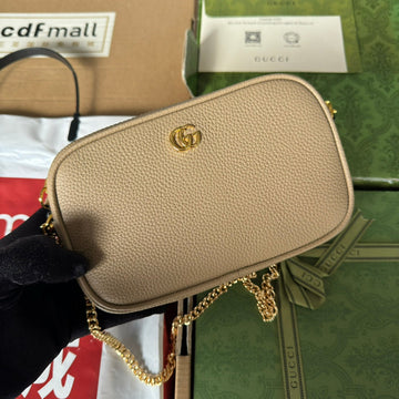 Marmont Mini Shoulder Bag 18 In Buff Beige Calfskin Gold Hardware