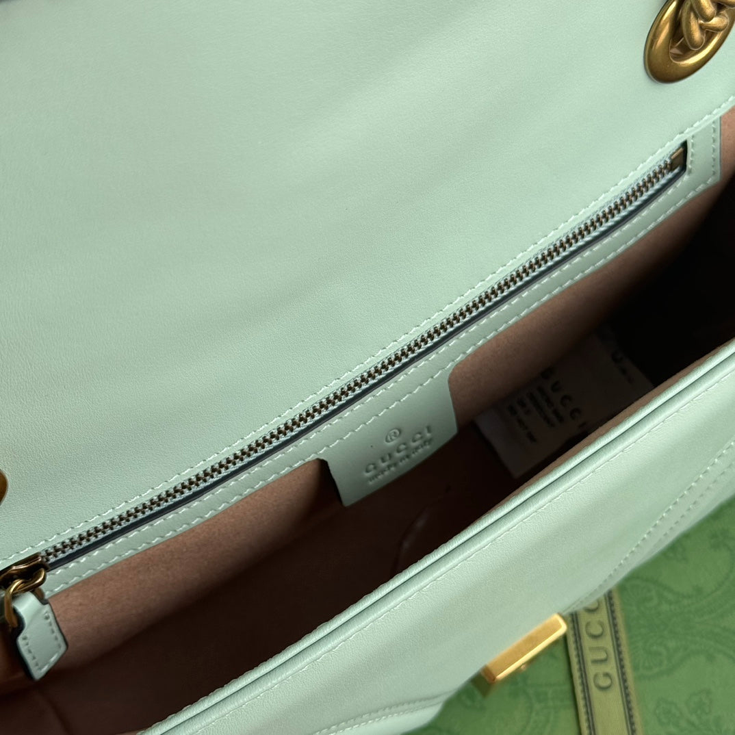 GG Marmont 26CM Turquoise Calfskin Gold Hardware