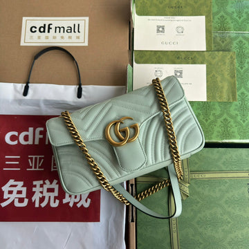 GG Marmont 26CM Turquoise Calfskin Gold Hardware