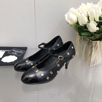Mary Jane Black Lambskin Attach Metal