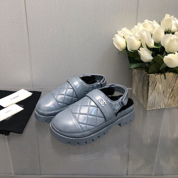 Chunky Platform Shearling Slipper Saphire Blue Lambskin