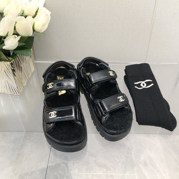 Dad Sandal Black Lambskin