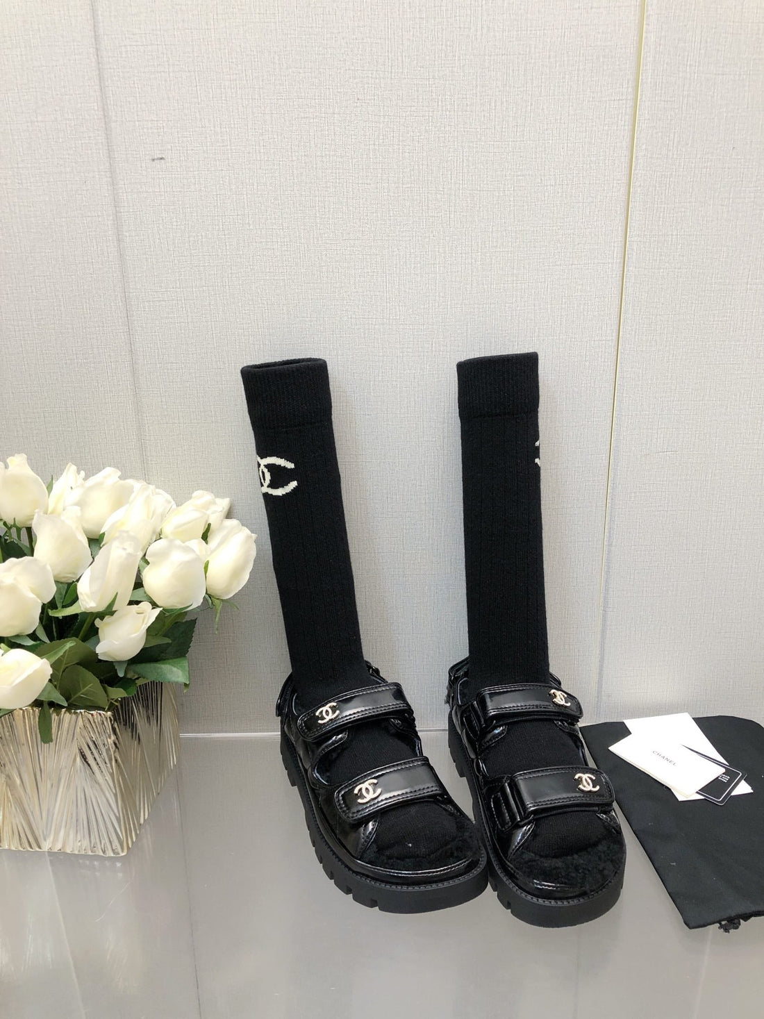 Dad Sandal Black Lambskin