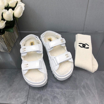 Dad Sandal White Lambskin