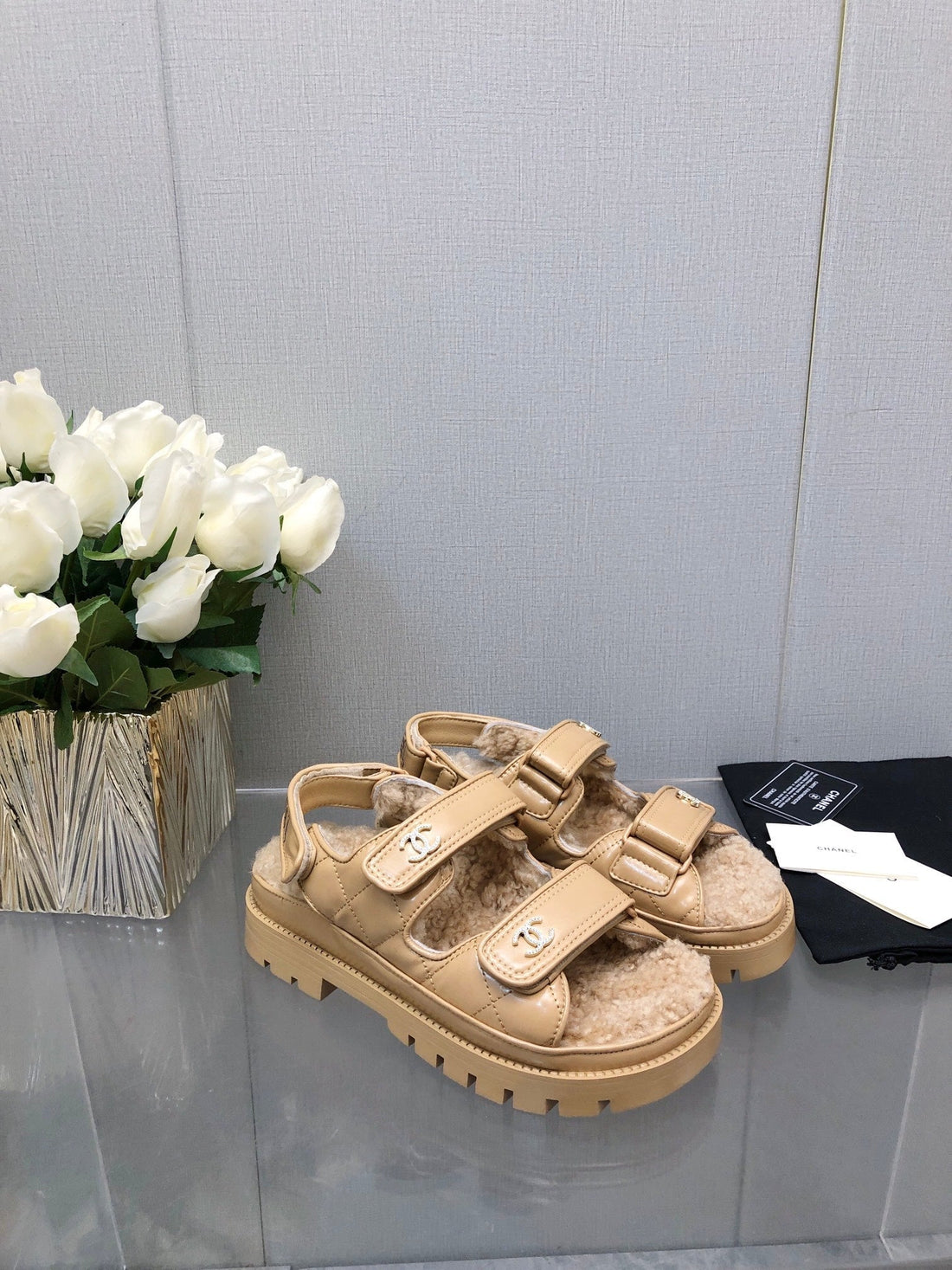 Dad Sandal Yellow Cream Lambskin