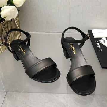 Block Heel 5 Cm Sandal In Black Lambskin