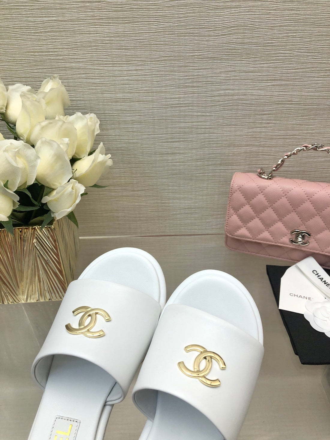 CC 25C Mid Heel Mule White Calfskin 212954