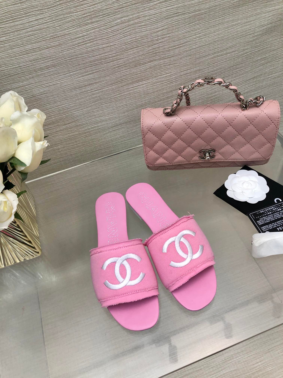 CC 25C Slippers Pink Fabric Material 212967