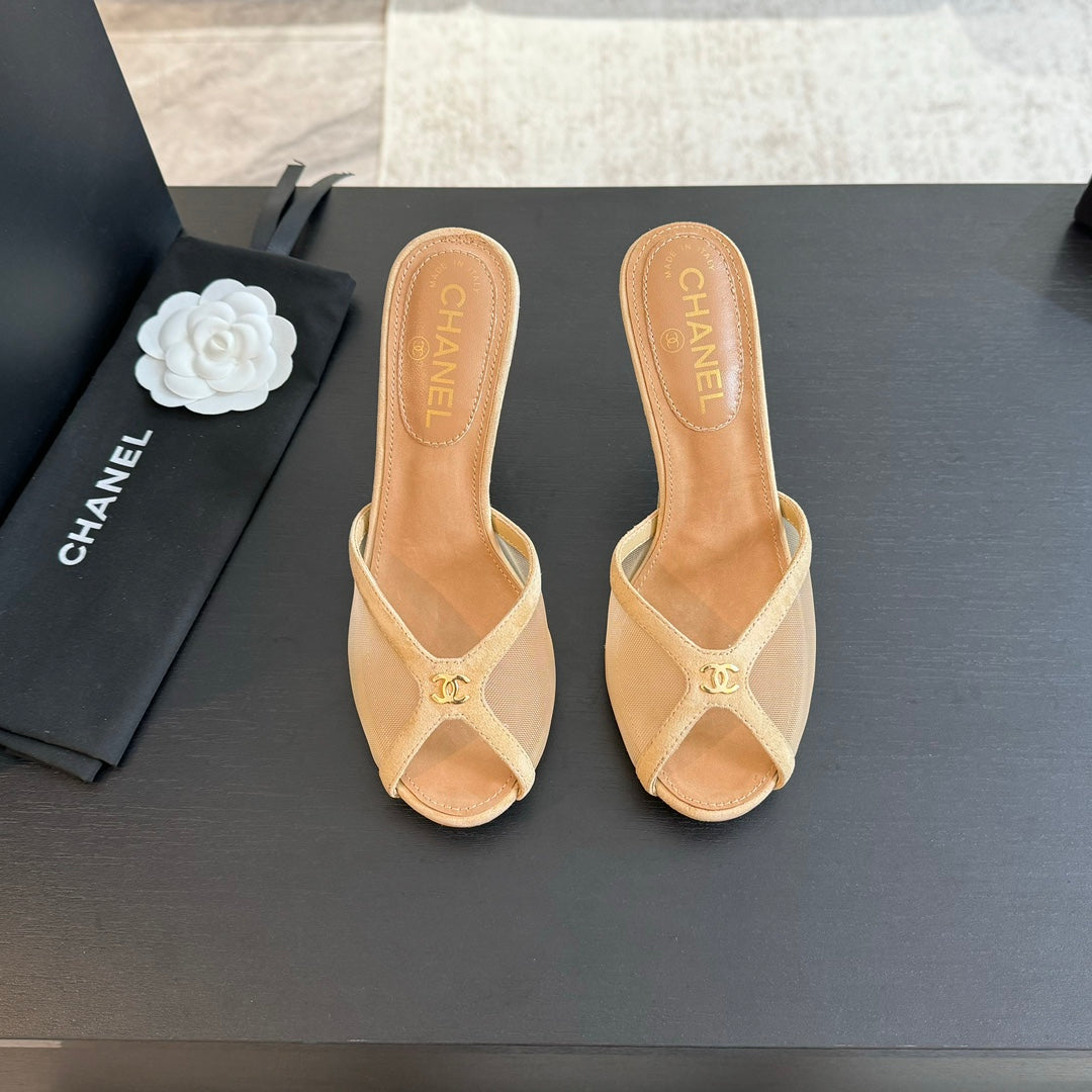 CC 26S Sandal 7CM Beige Mesh Lambskin 700615
