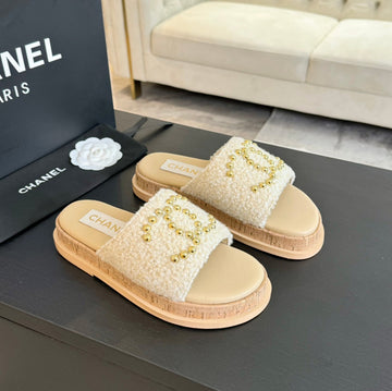 CC 25C Slippers Cream Satin Fabric 212978