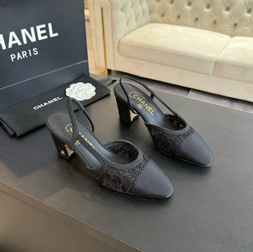 Slingbacks 65 Black Lace Grosgrain