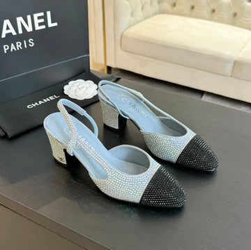 Slingbacks 65 Blue Black Calfskin Glitter