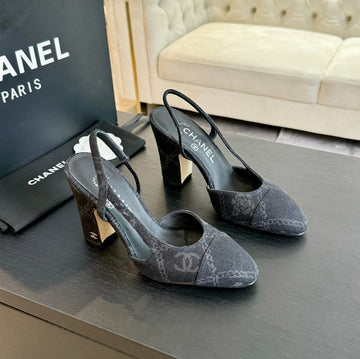 Slingbacks 95 Black Denim Calfskin