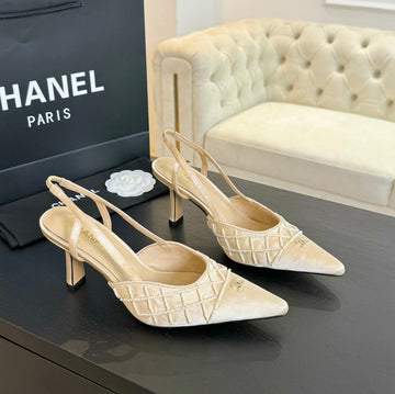 CC Slingbacks 65 Beige Satin Lambskin