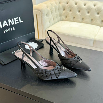 CC Slingbacks 65 Black Satin Lambskin