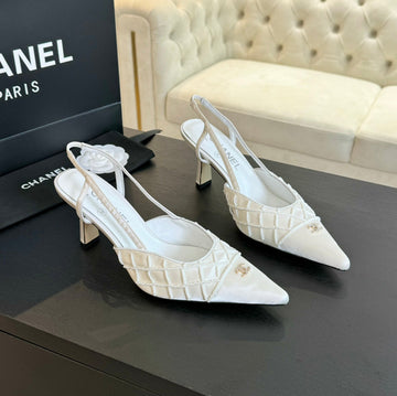 CC Slingbacks 65 White Satin Lambskin