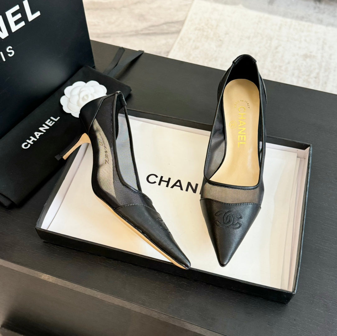 CC Pump 65 Black Transparent Fabric Lambskin