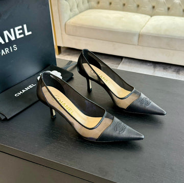 CC Pump 65 Black Transparent Fabric Lambskin