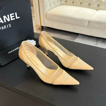 CC Pump 65 Beige Transparent Fabric Lambskin