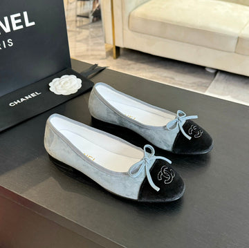 Ballet Flat Cloud Blue Suede Black Canvas