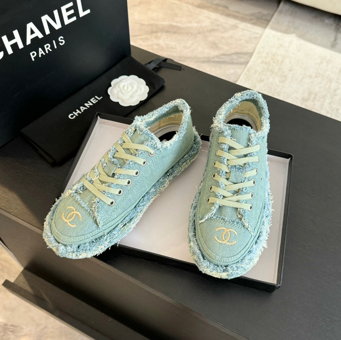 CC Low Sneaker Dark Old Denim Embroidery Canvas