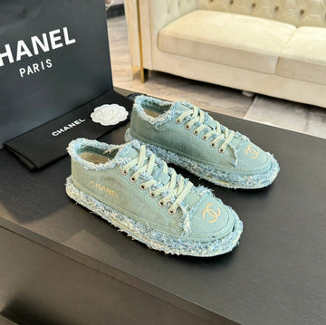 CC Low Sneaker Dark Old Denim Embroidery Canvas