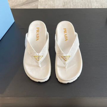Pra Rubber Thong Sandals White Velvet