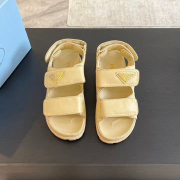 Pra Flat Nappa Sandals Beige Lambskin