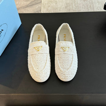 Pra Crochet Loafers White Calfskin