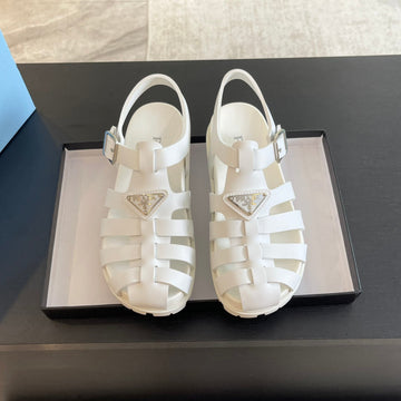Pra Rubber Fisherman Sandals White Calfskin